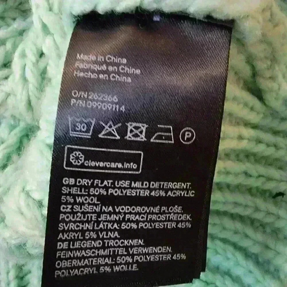 H&M Sweater Chunky Knit Womens Medium Green Mock Neck Crop - Picture 5 of 14